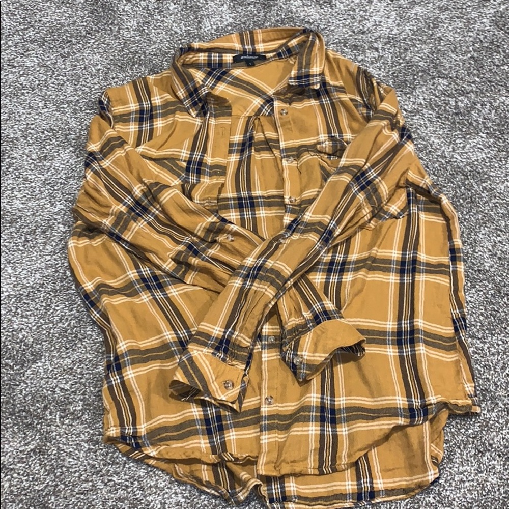 Yellow and navy blue flannel